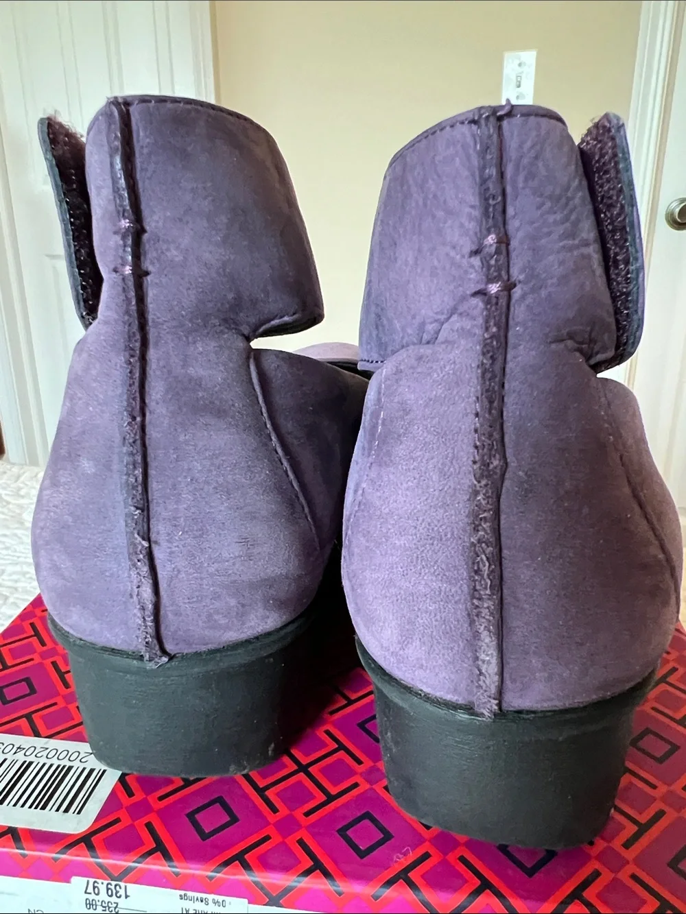 Dansko Purple Suede Ankle-Strap Heels